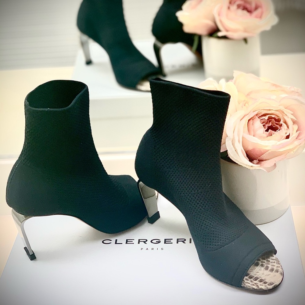 Robert Clergerie Black Silver Heeled Boots